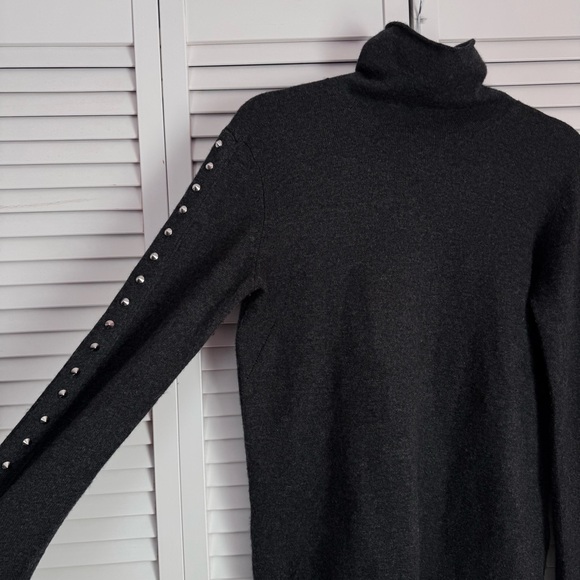 Zadig & Voltaire Merino Wool Cashmere Studded Mock Neck Sweater Charcoal Small - Picture 4 of 15